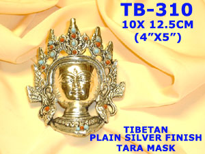 TB 310 TIBETAN PLAIN SILVER FINISH TARA MASK         