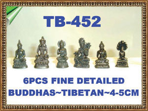 TB 452 6 PIECES FINE DETAILED BUDDHAS   TIBETAN        