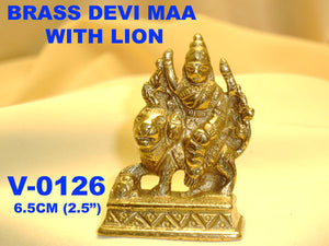 V 0126 BRASS DEVI MAA ON LION         
