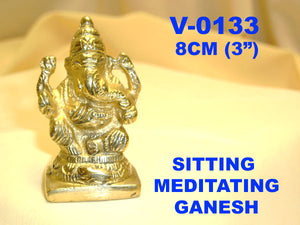 V 0133 BRASS SITTING MEDITATING GANESH         