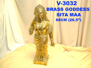 V 3032 BRASS GODDESS SITA MAA         