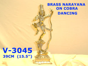 V 3045 BRASS NARAYANA ON COBRA DANCING         