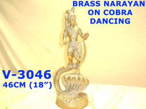 V 3046 BRASS NARAYAN ON COBRA DANCING         