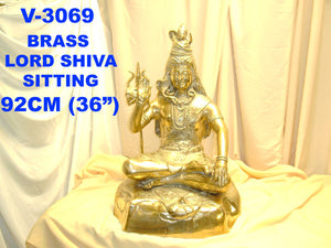 V 3069 BRASS LORD SHIVA SITTING         