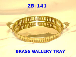 B 141 BRASS GALLERY TRAY WITH HANDLES         