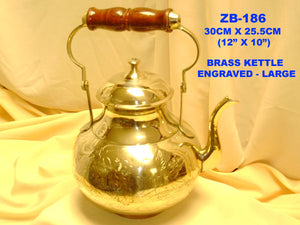B 186 BRASS KETTLE ENGRAVED         