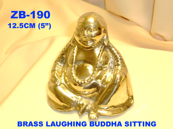 B 190 BRASS LAUGHING BUDDHA SITTING (5")