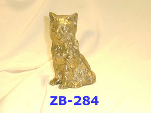 B 284 BRASS CAT STANDING WITH BOW AND TIE         