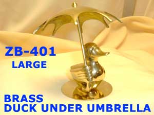 B 401 BRASS DUCK UNDER UMBRELLA          