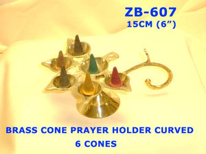 B 607 BRASS 5CONE PRAYER HOLDER 6"         
