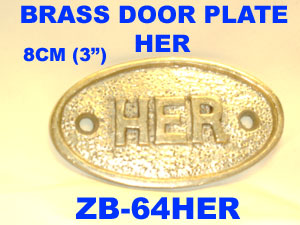ZB 64HER BRASS DOOR PLATE "HER"         