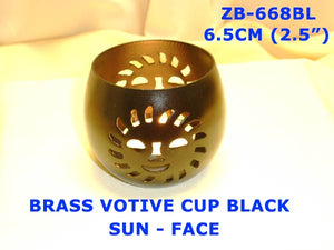ZB 668BL BRASS VOTIVE CUP BLACK SUN FACE        