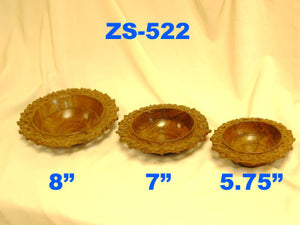 S 522 WOODEN CARVED BOWLS 3PC SET/         